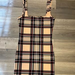 SHEIN Pink Plaid Mini Dress
